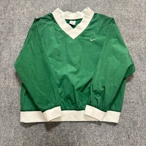 VTG Nike Windbreaker Pullover Men's M Green White Nylon Y2K 90s Long-sleeve